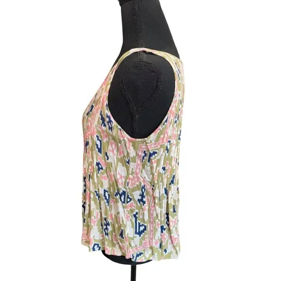 Maeve Anthropologie Floral Soana Ikat Pleated Blouse Top Sleeveless Top Sz 6 - Picture 6 of 11